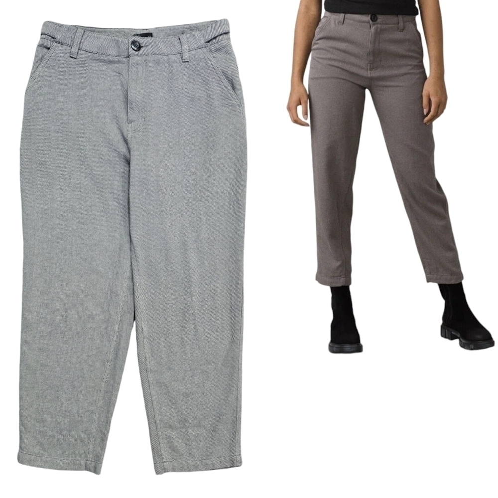Prana Pike Lake Organic Cotton Blend Gray Twill Cropped Pant Business Casual